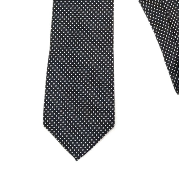 Lauren Ralph Lauren Silk Tie Men's 60" Black White Dot Designer Classic Tie New - Picture 1 of 4